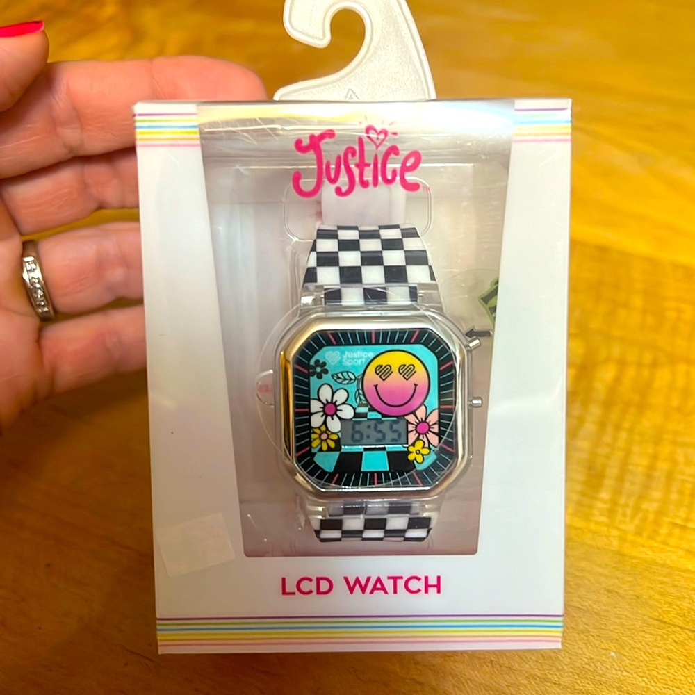 Justice smiley face watch